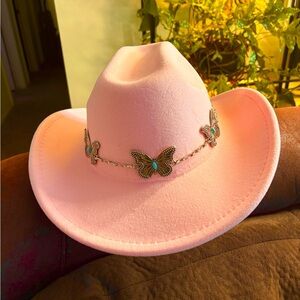 Pink Butterfly-Embellished Women's Cowgirl Hat. NWT.